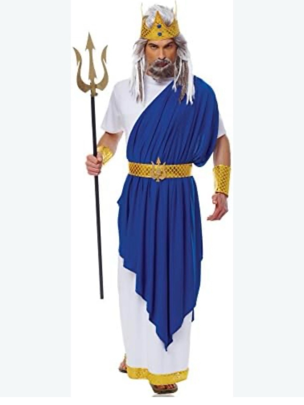 King Neptune or Poseidon Men’s costume, Men Size Large 42-46, Robe & Trident